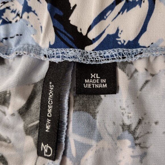 New Directions Pull-On Wide-Leg Pants (Size XL) Blue Floral - Picture 5 of 6